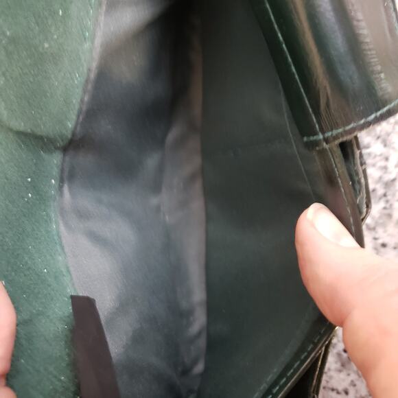 VTG Eel Skin Womens‎ Wallet Black Or Very Deep Green. Green Stitching & Interior - Picture 13 of 16